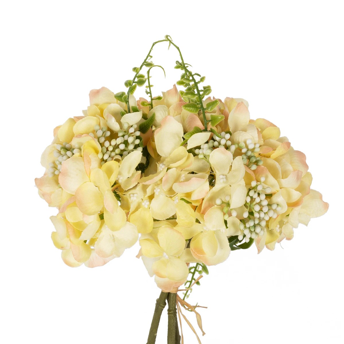 GloboStar® Artificial Garden YELLOW HYDRANGEA BOUQUET 21315 Τεχνητό Διακοσμητικό Μπουκέτο Κίτρινη Ορτανσία Y33cm - Image 2