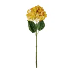 GloboStar® Artificial Garden YELLOW HYDRANGEA BRANCH 21317 Τεχνητό Διακοσμητικό Κλαδί Κίτρινη Ορτανσία Y65cm