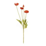 GloboStar® Artificial Garden RED POPPY BRANCH 21333 Τεχνητό Διακοσμητικό Κλαδί Παπαρούνα Κόκκινη Y50cm
