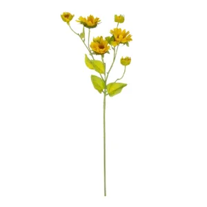 GloboStar® Artificial Garden YELLOW SUNFLOWER BRANCH 21379 Τεχνητό Διακοσμητικό Κλαδί Ηλιοτρόπιο Κίτρινο Y72cm