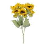GloboStar® Artificial Garden YELLOW SUNFLOWER BRANCH 21382 Τεχνητό Διακοσμητικό Κλαδί Ηλιοτρόπιο Κίτρινο Y55cm