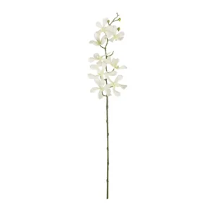GloboStar® Artificial Garden WHITE VANDA ORCHID BRANCH 21409 Τεχνητό Διακοσμητικό Κλαδί Λευκή Ορχιδέα Y82cm