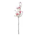 GloboStar® Artificial Garden WHITE - PINK MAGNOLIA 21416 Τεχνητό Διακοσμητικό Κλαδί Ροζ Μανόλια Μ30 x Π13 x Υ110cm