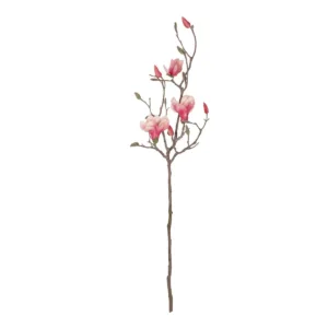 GloboStar® Artificial Garden WHITE - PINK MAGNOLIA 21416 Τεχνητό Διακοσμητικό Κλαδί Ροζ Μανόλια Μ30 x Π13 x Υ110cm