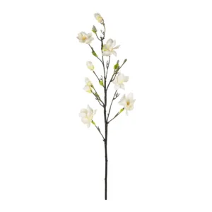 GloboStar® Artificial Garden WHITE YELLOW MAGNOLIA BRANCH 21419 Τεχνητό Διακοσμητικό Κλαδί Λευκή Κίτρινη Μαγνόλια Y108cm