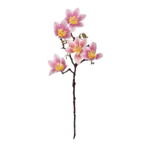 GloboStar® Artificial Garden PING MAGNOLIA BRANCH 21424 Τεχνητό Διακοσμητικό Κλαδί Ροζ Μαγνόλια Y57cm