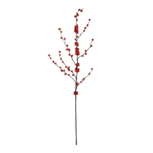 GloboStar® Artificial Garden RED HOLLY BERRIES FRUIT BRANCH 21429 Τεχνητό Διακοσμητικό Κλαδί Κόκκινο Γκί Y108cm