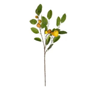GloboStar® Artificial Garden YELLOW LEMON FRUIT BRANCH 21437 Τεχνητό Διακοσμητικό Κίτρινο Κλαδί Πορτακαλιά Y80cm