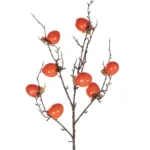 GloboStar® Artificial Garden ORANGE PERSIMMON FRUIT BRANCH 21438 Τεχνητό Διακοσμητικό Πορτοκαλί Κλαδί Λωτός Y83cm - Image 2