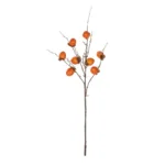 GloboStar® Artificial Garden PERSIMMON FRUIT 21439 Τεχνητό Διακοσμητικό Κλαδί Πορτοκαλί & Καφέ Λωτός Μ35 x Π7 x Υ90cm