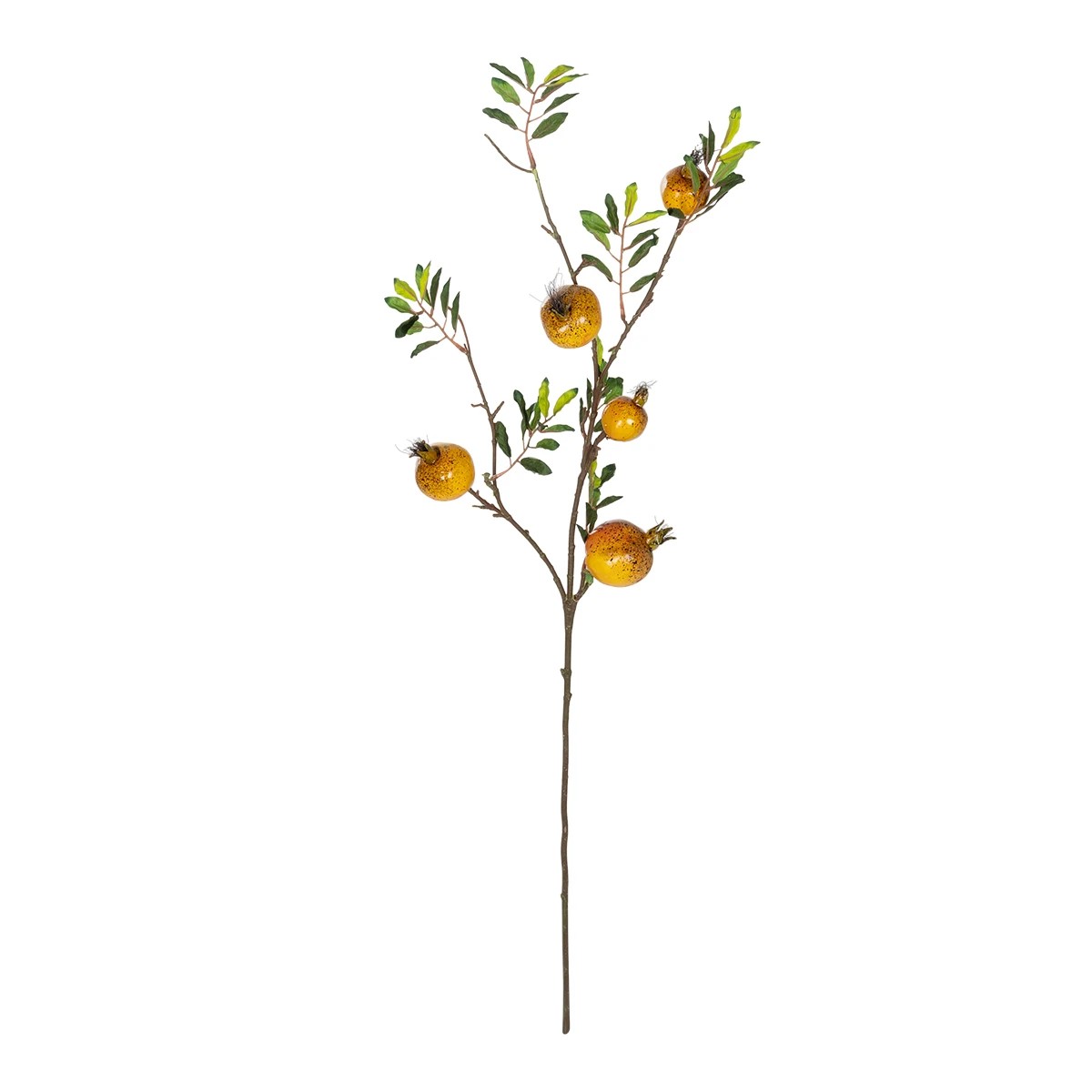 GloboStar® Artificial Garden YELLOW POMEGRANATE FRUIT BRANCH 21445 Τεχνητό Διακοσμητικό Κίτρινη Κλαδί Ροδιά Y85cm