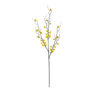 GloboStar® Artificial Garden YELLOW JUNGLE GERANIUM BLOSSOM BRANCH 21460 Τεχνητό Διακοσμητικό Κλαδί Κίτρινο Γεράνι Y95cm