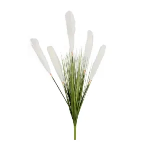 GloboStar® Artificial Garden WHITE PAMPAS GRASS BRANCH 21485 Τεχνητό Διακοσμητικό Κλαδί Λευκό Πάμπας Y88cm