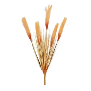 GloboStar® Artificial Garden ORANGE PAMPAS GRASS BRANCH 21486 Τεχνητό Διακοσμητικό Κλαδί Πορτοκαλί Πάμπας Y88cm