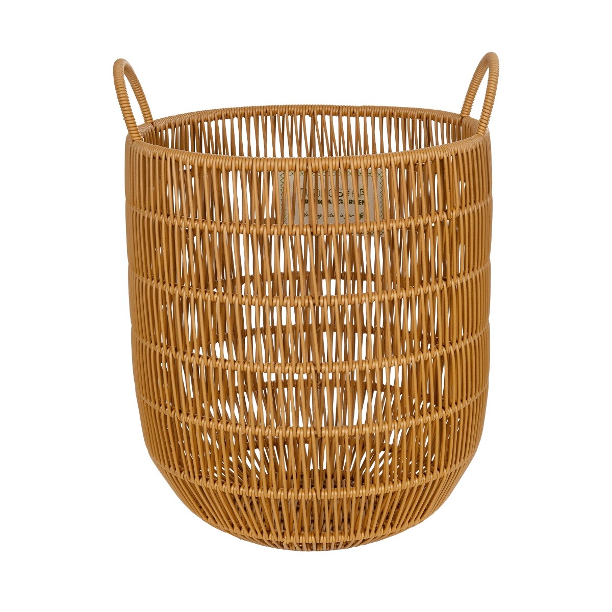 GloboStar® Artificial Garden OSAKA 21494 Διακοσμητικό Πλεκτό Καλάθι - Κασπώ Γλάστρα - Flower Pot Μπεζ Φ30cm x Υ41cm