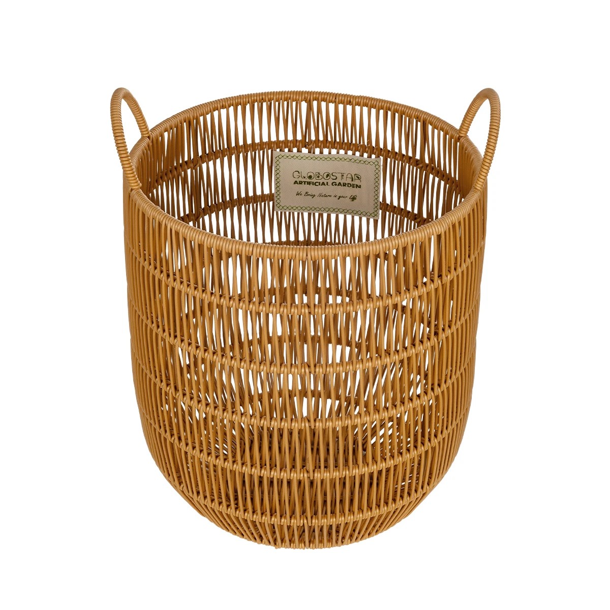 GloboStar® Artificial Garden OSAKA 21494 Διακοσμητικό Πλεκτό Καλάθι - Κασπώ Γλάστρα - Flower Pot Μπεζ Φ30cm x Υ41cm - Image 2