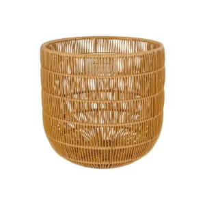 GloboStar® Artificial Garden DAKOTA 21498 Διακοσμητικό Πλεκτό Καλάθι - Κασπώ Γλάστρα - Flower Pot Μπεζ Φ33cm x Υ33cm