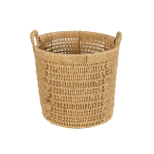 GloboStar® Artificial Garden BARBADOS 21499 Διακοσμητικό Πλεκτό Καλάθι - Κασπώ Γλάστρα - Flower Pot Μπεζ Μ28 x Π28 x Υ26cm