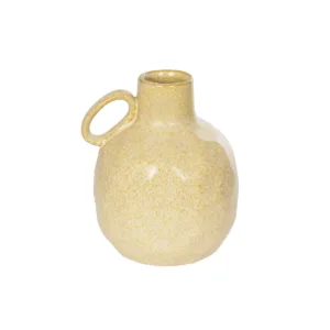 GloboStar® Artificial Garden SCHEELITE 21507 Διακοσμητικό Κεραμικό Βάζo Μπέζ Φ15 x Υ17 cm