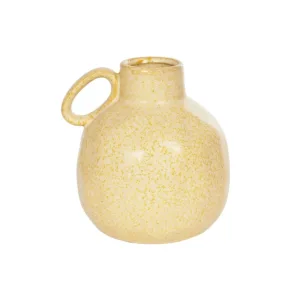 GloboStar® Artificial Garden SCHEELITE 21508 Διακοσμητικό Κεραμικό Βάζo Μπέζ Φ11 x Υ12 cm