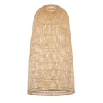 GloboStar® CALERO 00670 Boho Κρεμαστό Φωτιστικό Καμπάνα Μονόφωτο 1 x E27 IP20 Μπεζ Ξύλο - Μ60 x Π60 x Y120cm