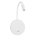 GLOBOSTAR® GOOSE 61693 Μοντέρνο Φωτιστικό Τοίχου - Απλίκα Ξενοδοχείου Reading Light με Φορτιστή USB 3A LED 6W 600lm 36° & 360° AC 220-240V IP20 Θερμό Λευκό 2700K - Bridgelux COB Chip & TÜV SÜD Driver - Λευκό Ματ - Μ15.5 x Π22.5 x Υ30cm - 3 Χρόνια Εγγύηση