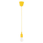 GloboStar® CABLITO 61555 Μοντέρνο Κρεμαστό Φωτιστικό Οροφής Μονόφωτο 1 x E27 Κίτρινο Σιλικόνης Ανάρτηση με Υφασμάτινο Καλώδιο Φ4 x Υ110cm