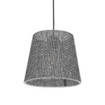 GloboStar® CONEY 203-0070 Μοντέρνο Κρεμαστό Φωτιστικό Καπέλο Μονόφωτο 1 x E27 IP20 Γκρι Διάτρητο Ύφασμα - Μ26 x Π26 x Υ25cm