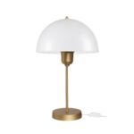 GLOBOSTAR® GAZETA 203-0304 Μοντέρνο Επιτραπέζιο Φωτιστικό Πορτατίφ με Ντουί 1 x E27 AC 220-240V IP20 - Λευκό Δίαφανο & Μπρονζέ  - Μ25 x Π25 x Υ39cm