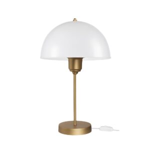 GLOBOSTAR® GAZETA 203-0304 Μοντέρνο Επιτραπέζιο Φωτιστικό Πορτατίφ με Ντουί 1 x E27 AC 220-240V IP20 - Λευκό Δίαφανο & Μπρονζέ  - Μ25 x Π25 x Υ39cm