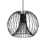 GloboStar® GLOWIA 201-0032 Μοντέρνο Κρεμαστό Φωτιστικό Πλέγμα Μονόφωτο 1 x E27 IP20 Μαύρο Μέταλλο - Μ26 x Π26 x Υ70cm