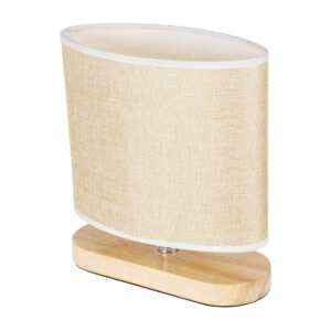 GloboStar® CHIARA 01241 Κλασικό Επιτραπέζιο Φωτιστικό Πορτατίφ Μονόφωτο 1 x E27 Ξύλινο με Μπέζ Καπέλο Μ25 x Π12 x Υ26cm