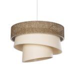 GloboStar® SIERA 203-0169 Μοντέρνο Κρεμαστό Φωτιστικό Καπέλο Μονόφωτο 1 x E27 IP20 Καφέ & Σκούρο Μπεζ Ύφασμα - Μ38 x Π38 x Υ95cm
