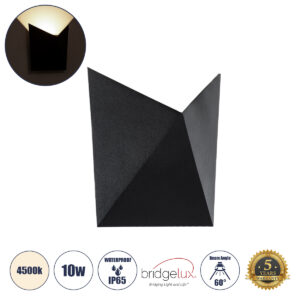 GloboStar® STEALTH 60523 Φωτιστικό Τοίχου - Απλίκα Αρχιτεκτονικού Φωτισμού Εσωτερικού/Εξωτερικού Χώρου Up or Down LED 10W 1100lm 60° AC220-240V Αδιάβροχο IP65 - Σώμα Αλουμινίου & Tempered Glass - Μ17 x Π17 x Υ7.5cm - Φυσικό Λευκό 4500K - Μαύρο - Bridgelux Chip - 5 Years Warranty