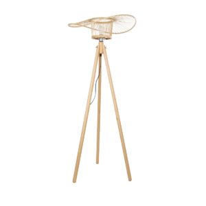 GloboStar® POPPY 01987 Boho Επιδαπέδιο Φωτιστικό Μονόφωτο 1 x E27 IP20 Μπεζ Ξύλο - Μ58 x Π58 x Υ138cm