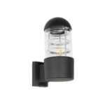 GloboStar® NEWI 01419 Μοντέρνο Επιτοίχιο Φωτιστικό Απλίκα Μονόφωτο 1 x E27 IP20 Μαύρο & Ασημί Μέταλλο με Διάφανο Γυαλί - Μ11 x Π17 x Υ23cm