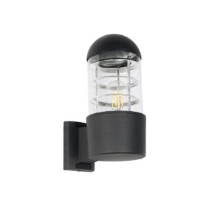 GloboStar® NEWI 01419 Μοντέρνο Επιτοίχιο Φωτιστικό Απλίκα Μονόφωτο 1 x E27 IP20 Μαύρο & Ασημί Μέταλλο με Διάφανο Γυαλί - Μ11 x Π17 x Υ23cm