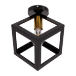 GloboStar® CUBE 00799 Μοντέρνο Φωτιστικό Οροφής Πλέγμα Μονόφωτο 1 x E27 IP20 Μαύρο & Χάλκινο Μέταλλο Μ25 x Π25 x Υ25cm