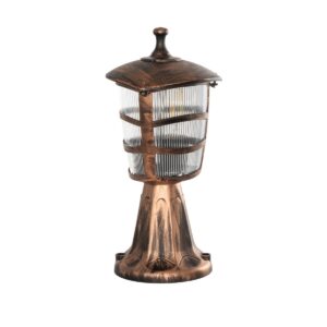 GloboStar® ZARDIN 203-0225 Vintage Επιδαπέδιο Φωτιστικό Φαναράκι Μονόφωτο 1 x E27 IP44 Χάλκινο Πλαστικό Σώμα - Μ17 x Π17 x Υ33cm