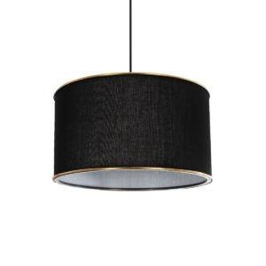 GloboStar® LOFTY 204-0092 Μοντέρνο Κρεμαστό Φωτιστικό Kαπέλο Μονόφωτο 1 x E27 IP20 Μαύρο Ύφασμα - Μ38 x Π38 x Υ70cm