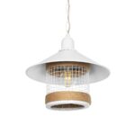 GloboStar® GLORA 201-0089 Vintage Κρεμαστό Φωτιστικό Καμπάνα Μονόφωτο 1 x E27 IP20 Λευκο Μέταλλο - Μ30 x Π30 x Υ54cm