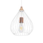 GloboStar® RADIARO 201-0014 Vintage Κρεμαστό Φωτιστικό Πλέγμα Μονόφωτο 1 x E27 IP20 Λευκό & Χάλκινο Μέταλλο - Μ28x Π28 x Υ70cm
