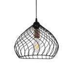 GloboStar® STARLA 201-0013 Vintage Κρεμαστό Φωτιστικό Πλέγμα Μονόφωτο 1 x E27 IP20 Μαύρο & Χάλκινο Μέταλλο - Μ28 x Π28 x Υ70cm