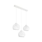 GloboStar® YASAM 203-0027 Vintage Κρεμαστό Φωτιστικό Ράγα Τρίφωτο 3 x E27 IP20 Λευκό Ρατάν - Μ45 x Π18 x Υ30cm