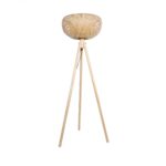 GloboStar® POPPY 01983 Boho Επιδαπέδιο Φωτιστικό Μονόφωτο 1 x E27 IP20 Μπεζ Ξύλο - Μ58 x Π58 x Υ143cm
