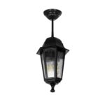 GloboStar® VITRO 203-0189 Vintage Κρεμαστό Φωτιστικό Φαναράκι Μονόφωτο 1 x E27 IP44 Μαύρο Πλαστικό Σώμα - Μ16 x Π16 x Υ48cm