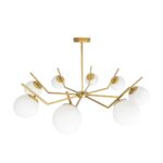 GloboStar® CANTILIER 201-0076 Vintage Φωτιστικό Οροφής Μπάλα Πολύφωτο 8 x E27 IP20 Χρυσό Μέταλλο με Γαλακτερό Γυαλί - Μ87 x Π87 x Υ52cm - Image 5