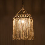 GloboStar® ALGERIA 36202 Μοντέρνο Κρεμαστό Φωτιστικό Μακραμέ Μονόφωτο 1 x E27 IP20 Μπεζ Ύφασμα - Μ40 x Π40 x Υ50cm - Image 2