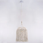 GloboStar® ALGERIA 36202 Μοντέρνο Κρεμαστό Φωτιστικό Μακραμέ Μονόφωτο 1 x E27 IP20 Μπεζ Ύφασμα - Μ40 x Π40 x Υ50cm - Image 3