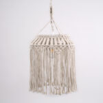 GloboStar® ALGERIA 36202 Μοντέρνο Κρεμαστό Φωτιστικό Μακραμέ Μονόφωτο 1 x E27 IP20 Μπεζ Ύφασμα - Μ40 x Π40 x Υ50cm - Image 4